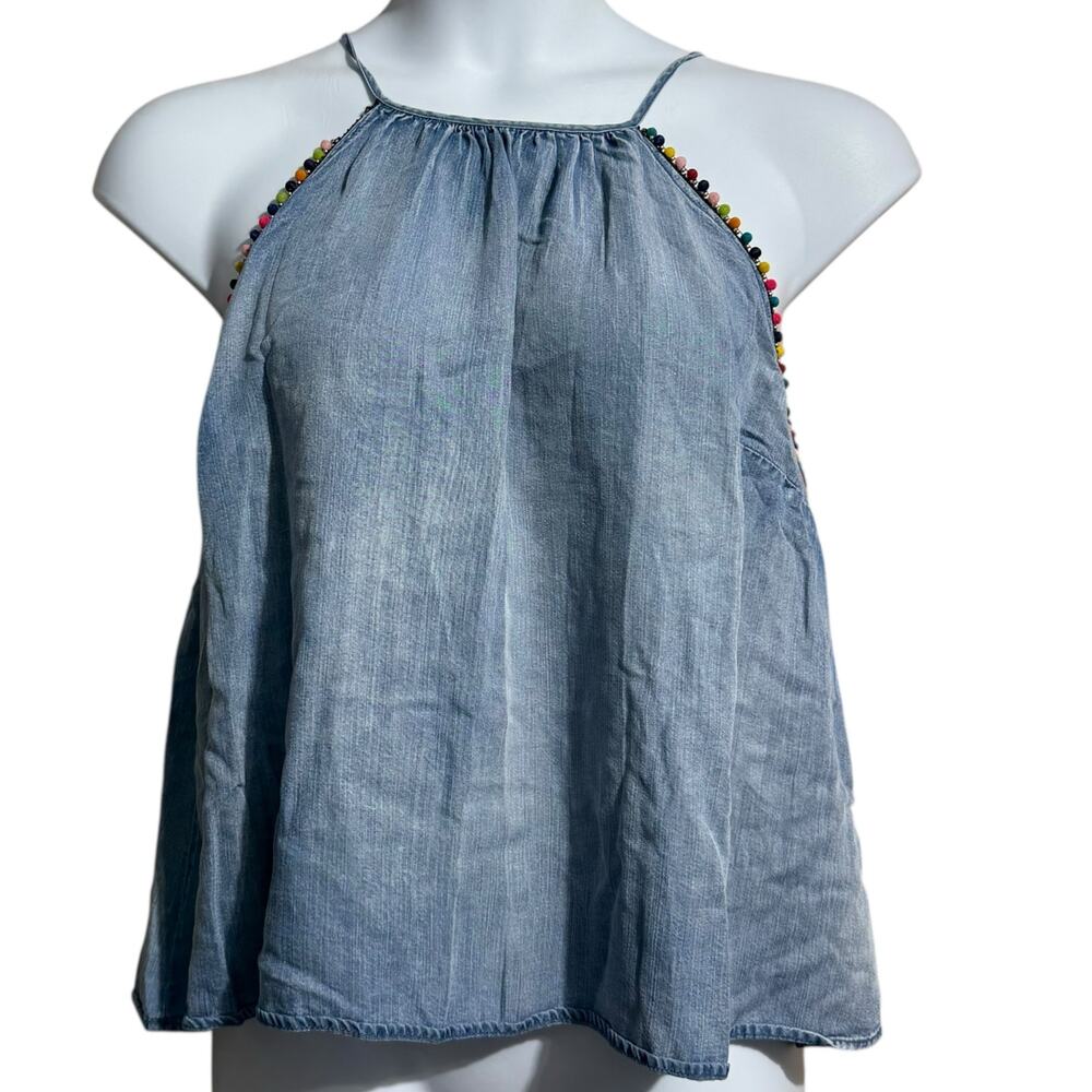 Altar'd State Blue Tank Top with Multicolor Accents